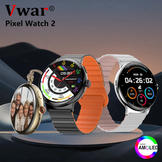 VWAR Pixel 2 Smart Watch for Men Women 1.43" AMOLED Always-on Display Bluetooth Call Music Smartwatch for Android IOS Phone 2024