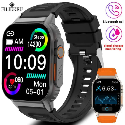 FILIEKEU 2024 Smart Watch Men  Waterproof Fitness Tracker Music Control Smartwatch Man Casual Silicone Smartwatch Men