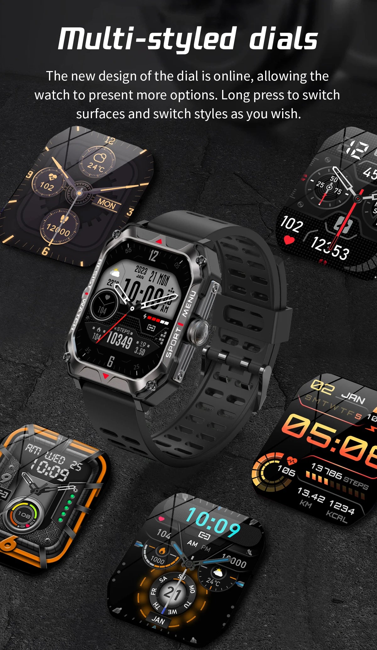 LIGE 2024 Men Smartwatch Outdoor Sport Bluetooth Call Fitness Smart Watch 2.02'' HD Screen Digital Watches for Android,iOS Phone