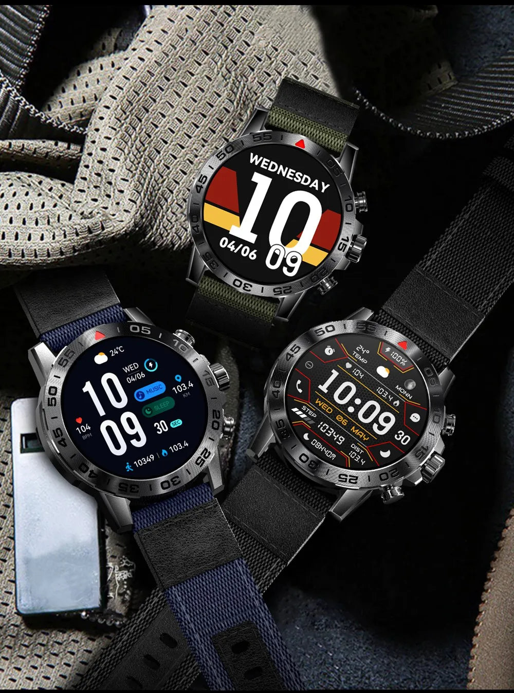 2024 Outdoor Smartwatch Remote Camera Control Sports Bt Call Multi-Sport Mode Rugged Military Smart Watch For Men