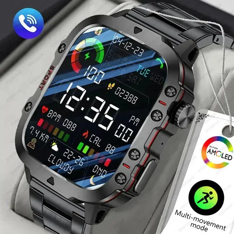 2024 New Rugged Military GPS Smart Watch Men AMOLED HD Screen Heart Rate Bluetooth Call Waterproof Outdoor SmartWatch For Xiaomi