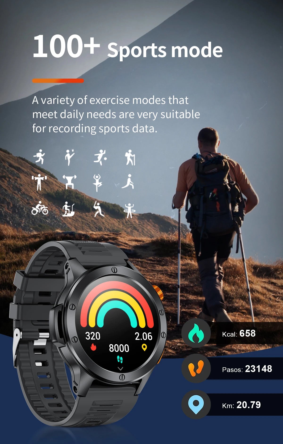 2024 New Smart Watch AMOLED Smart Watch Men with Flashlight Sports Waterproof Fitness Tracker Bluetooth Call Smartwatch Man+Box