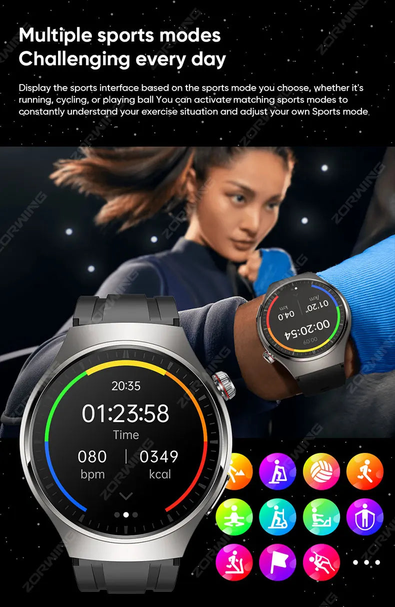 MT200 PPG+ECG Smart Watch Men Watch 4 Pro 1.43" AMOLED Screen Heart Rate Body Temperature Blood Pressure Smartwatch 2024 New