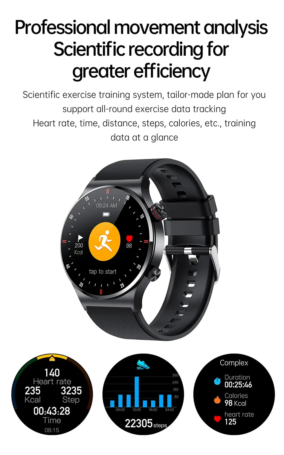 2024 Bluetooth Call Smart Watch Men Full Screen Sports Bracelet Waterproof Health Monitor waterproof SmartWatch For IOS Android