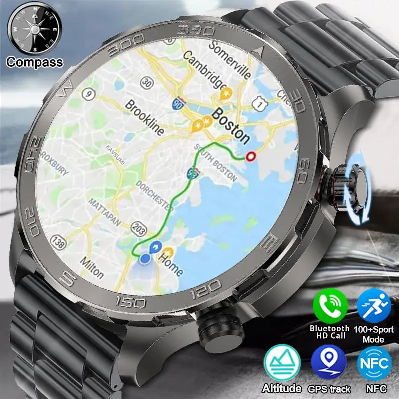 2024 NEW Outdoor Sports Smart Watch Men GPS Track Compass NFC 1.53” HD AMOLED Screen Bluetooth Call SmartWatch For Huawei Xiaomi