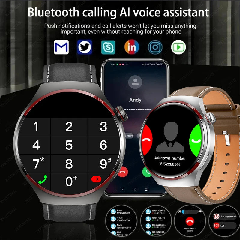 2024 New For Huawei GT4PRO Smart Watch Men Watch 4 AMOLED HD Screen Bluetooth Calling GPS Heart Rate Health Monitor Smart Watch