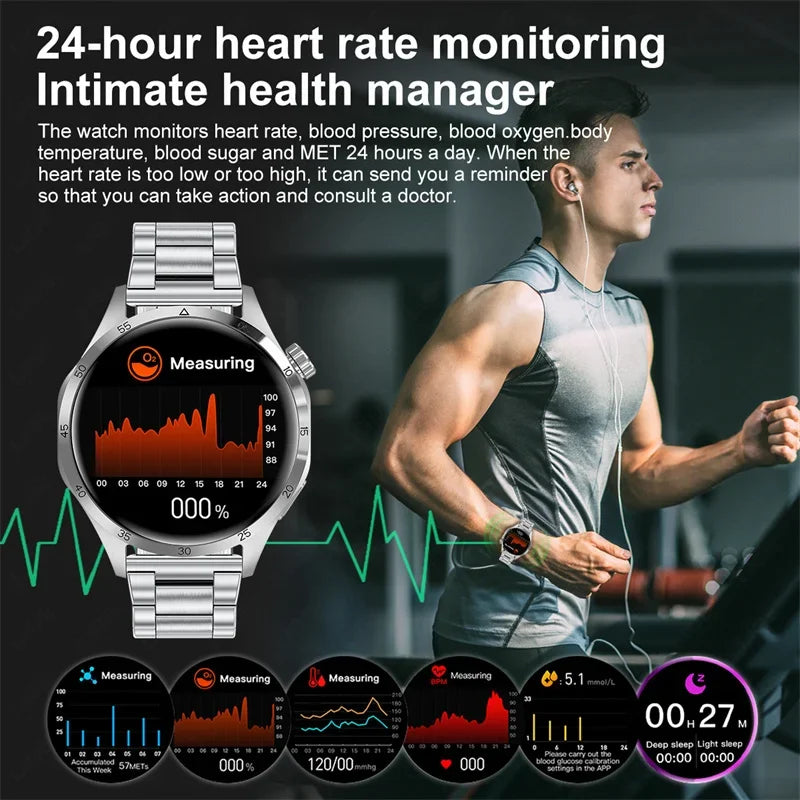 2024 NFC Smart Watch GPS Motion Trajectory IP68 Waterproof Smartwatch Blood Sugar Bluetooth Call AMOLED HD Screen Watch +Box