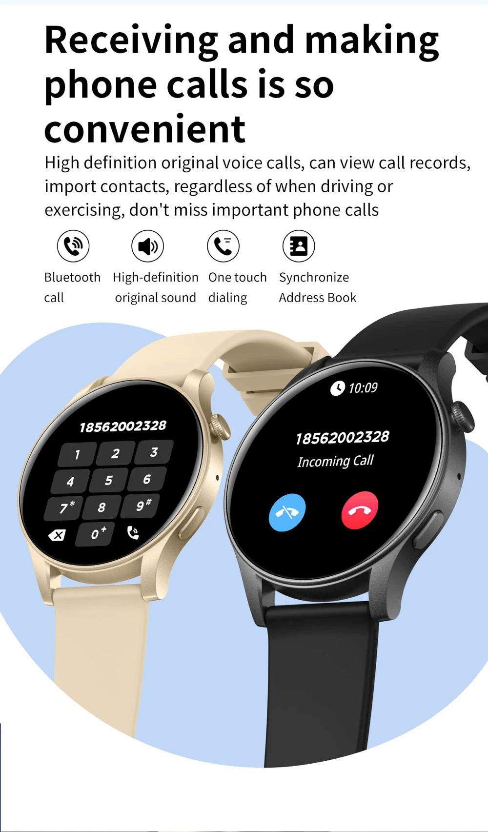 Smart Watch Sports For Women Men 2024 Blue Tooth Call 1.43'' AMOLED Screen Waterproof Heart Rate Voice Assistant Smartwatch