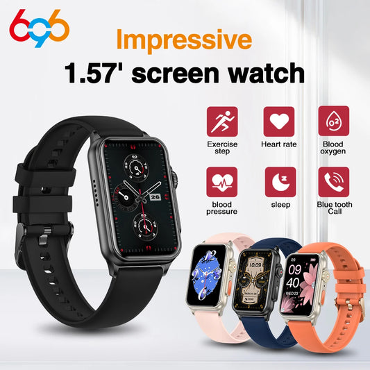 2024 New 1.57 Inch Men Blue Tooth Call Smart Watch 120+ Sports Mode Heart Rate Sleep Monitor Waterproof Music Women Smartwatch