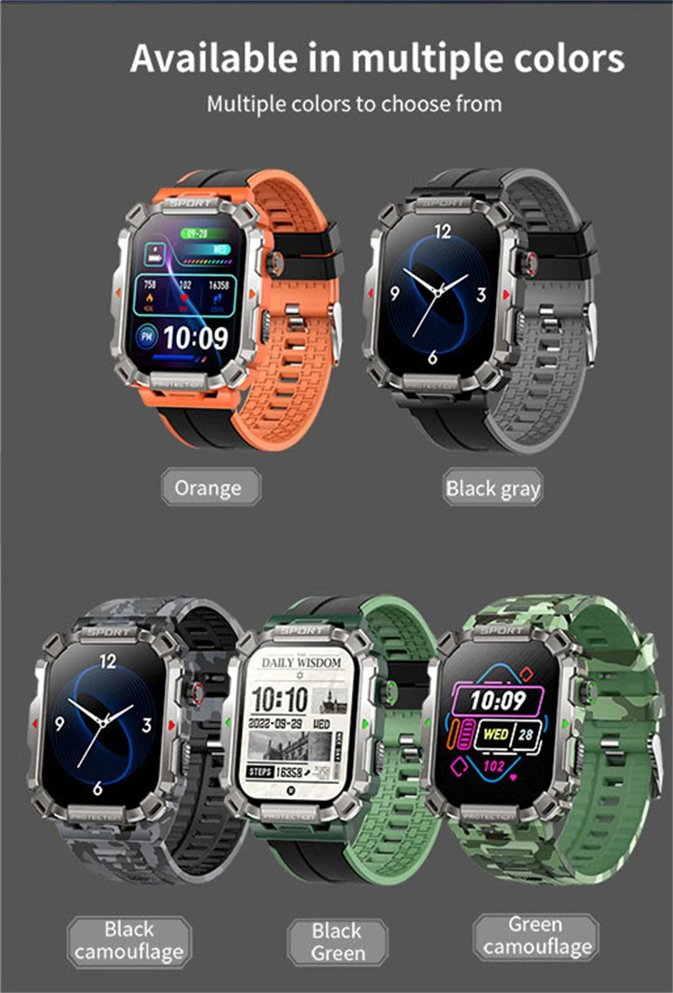 2.01 Inch HD Screen Smartwatch Men Health Monitoring Sports Fitness Tracker IP68 Waterproof Smart Watch 2024 New For Android IOS