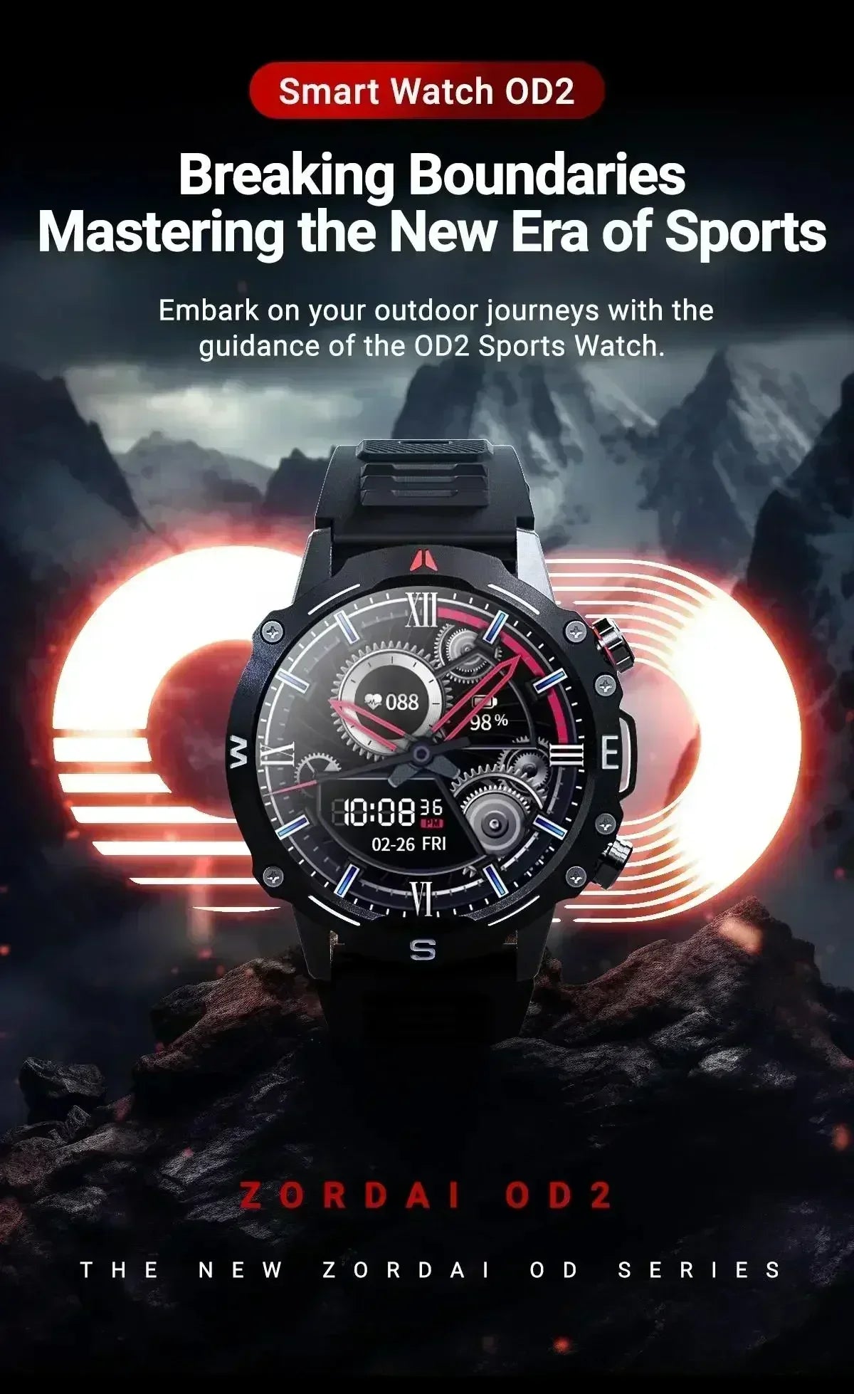 ZORDAI 2024 SmartWatch OD2 Waterproof 3ATM Bluetooth Call GPS Tracker Sports Watch NFC Health Monitoring Outdoor Smart Watch Men