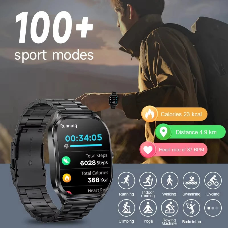 LIGE New Smart Watch Men 2.01 Inch 3D Curved Screen Bluetooth Call Waterproof Sports Smart Bracelet Health Smartwatch Women 2024