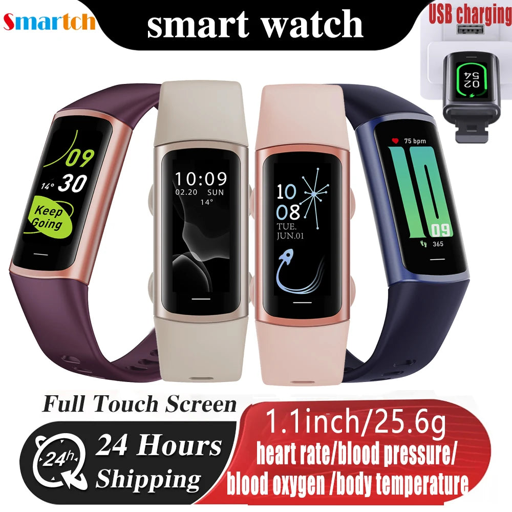 AMOLED Smart Watch Women Heart Rate Blood Oxygen Sleep Fitness Tracker Waterproof 20+Sports Modes Smartwatch Men For IOS Android