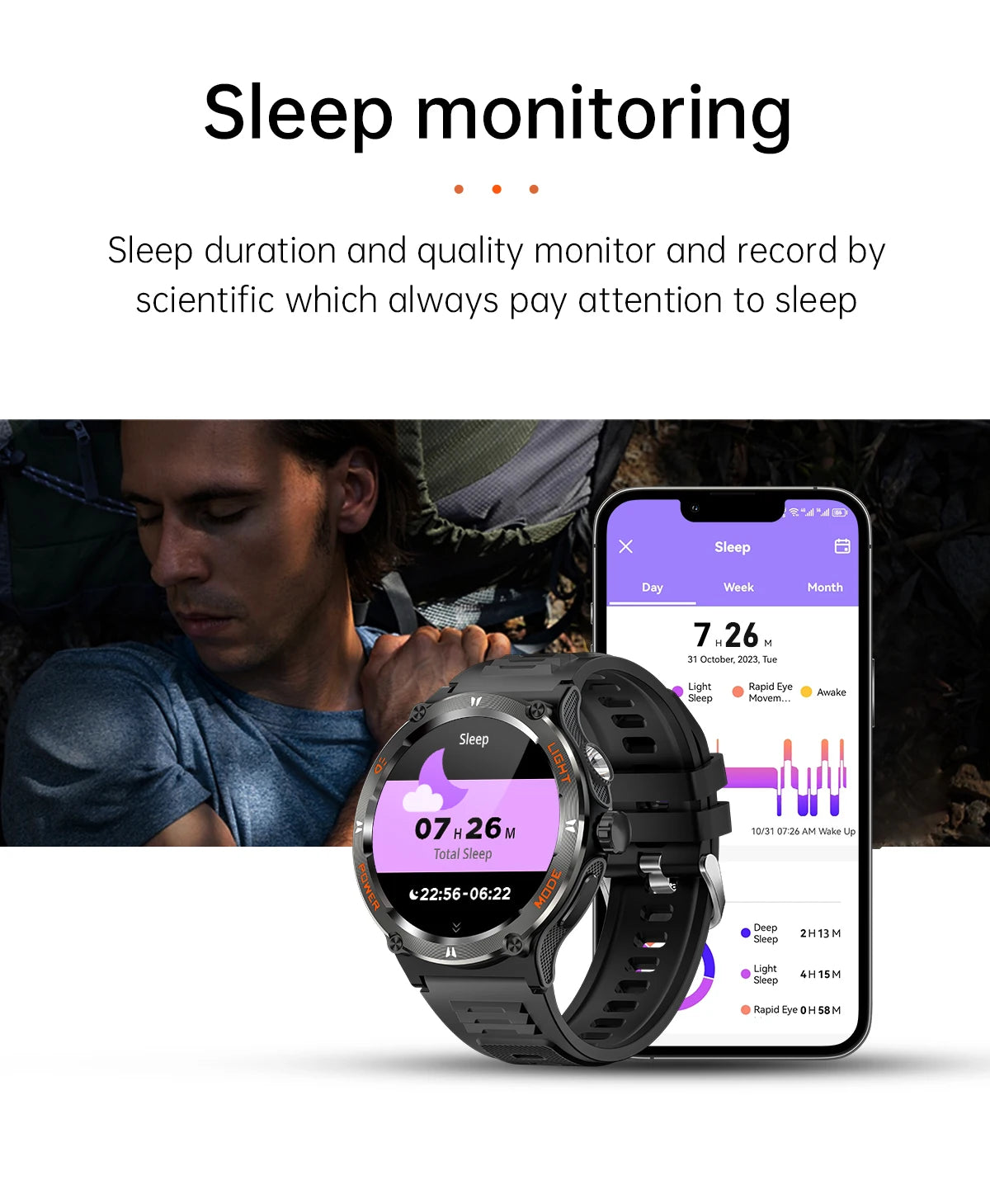 For Huawei Xiaomi 2024 New AMOLED Outdoor Men Smartwatch Bluetooth Call GPS Track 500Mah 3ATM Waterproof LED Lighting Smartwatch