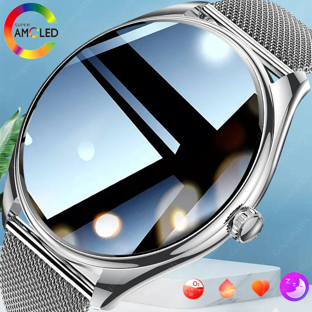 2024 Bluetooth Call Women Smart Watch AMOLED Full Touch Fitness IP68 Waterproof Men Smartwatch Lady Clock + box For Android IOS