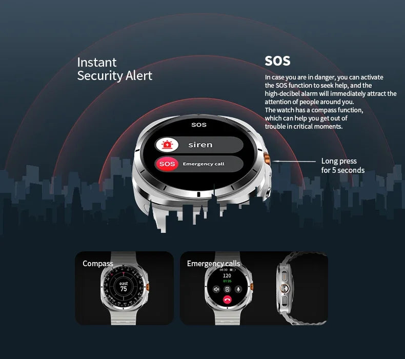 2024 New Smartwatch Amoled Screen Crystal Glass Bluetooth Call Compass Multi-sports Smart Watch Man Woman For Galaxy Watch Ultra