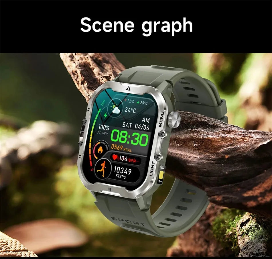 LED Flashlight Smarthwhatch For Men 2024 Outdoor Sports Fitness Smartwatch Bluetooth reloj hombre Man Women 1.96 inch HD Display