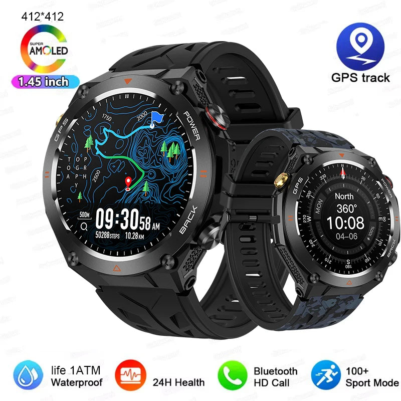 For XIAOMI HD Bluetooth Call Watch 2024 GPS Smart Watch MAN AMOLED 650mAh HD Display Clock 100+ Sport 1ATM Waterproof Smartwatch