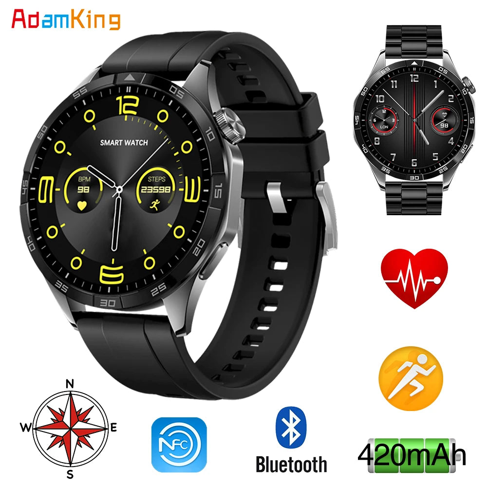 2024 New Blue Tooth Call Smart Watches Men 1.62'' HD Screen Compass Smartwatch NFC AI Voice Sports Fitness Waterproof Music