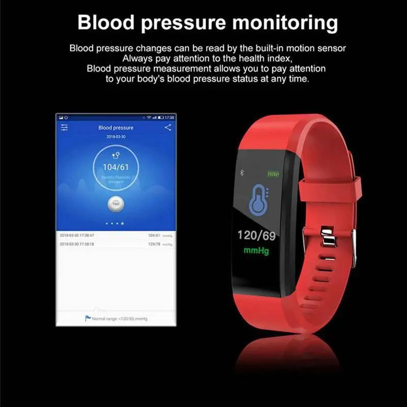 115HR smart bracelet color screen 115plus heart rate and blood pressure monitoring waterproof sports pedometer Original Fitness