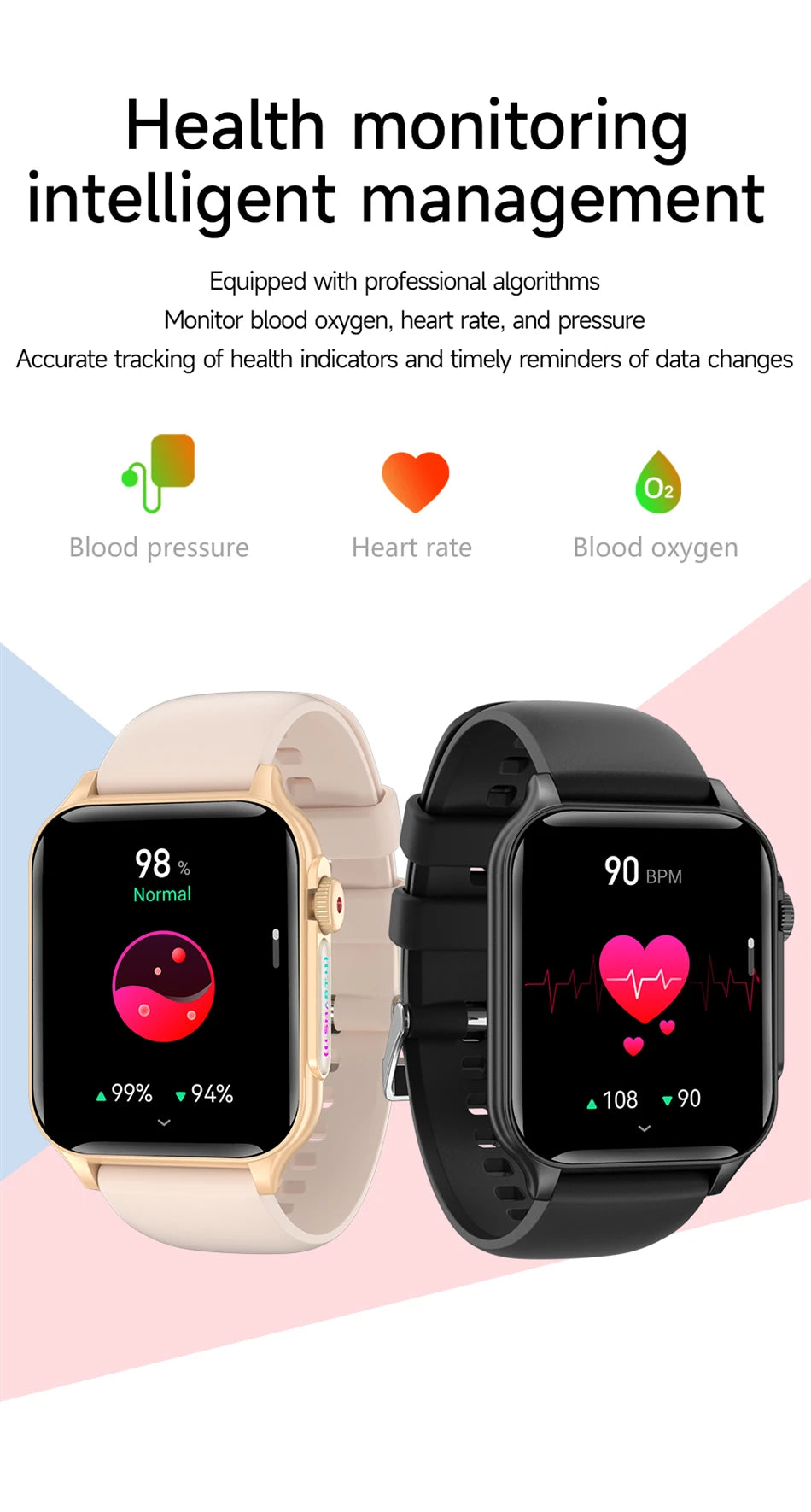 2024 New 1.96 inch Fashion Women Smart Watch Heart Rate Blood Oxygen Fitness Watches with LED torch Smartwatch Men For Xiaomi