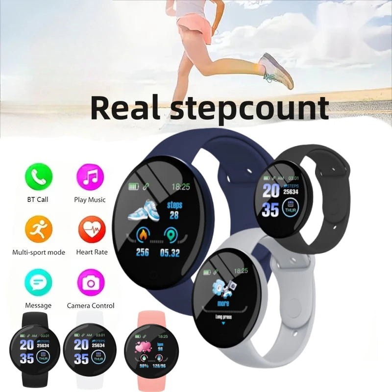 D18 Smart Bracelet 2024 Real Step Count Fashion Alarm Clock Watch Bluetooth Music Fitness Tracker Sports Smartwatch Android D20