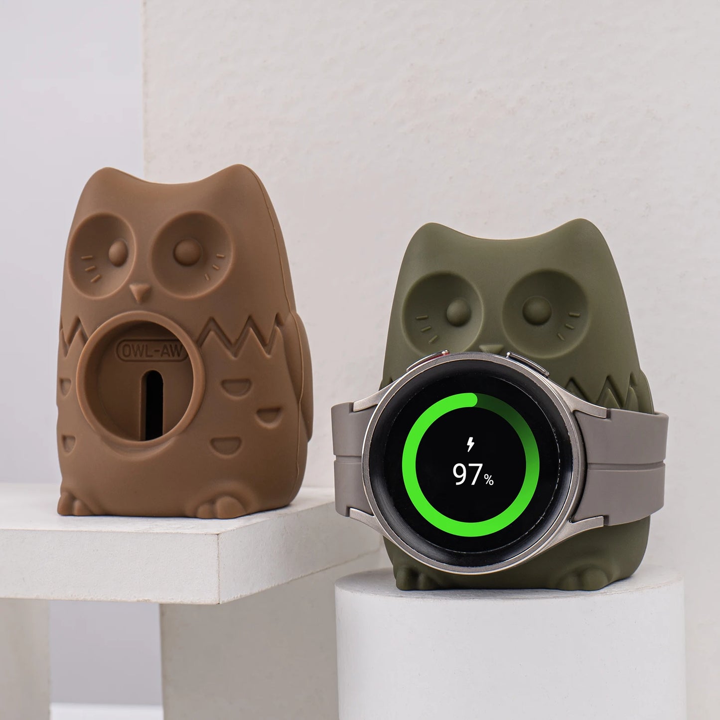 Cartoon Owl Ornament Charger Stand for Apple Watch All Series 9 8 7 Ultra SE Samsung Galaxy 5 6 Soft Silicone Station Decoration