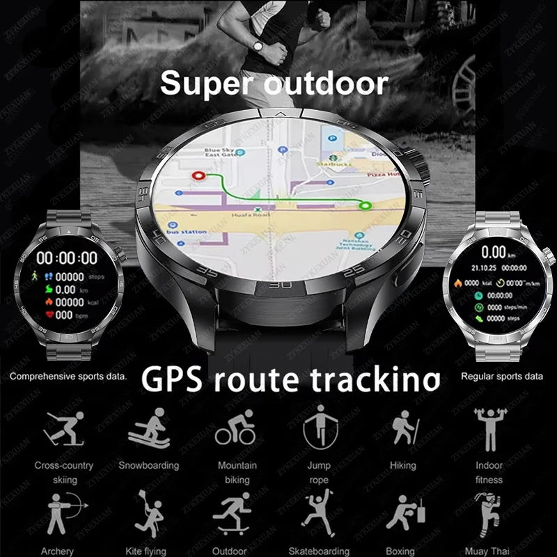 2024 New 1.85" HD Screen GPS Smart Watch Men NFC Compass Heart Rate Waterproof Sports Bluetooth Call Smartwatch Man For HUAWEI