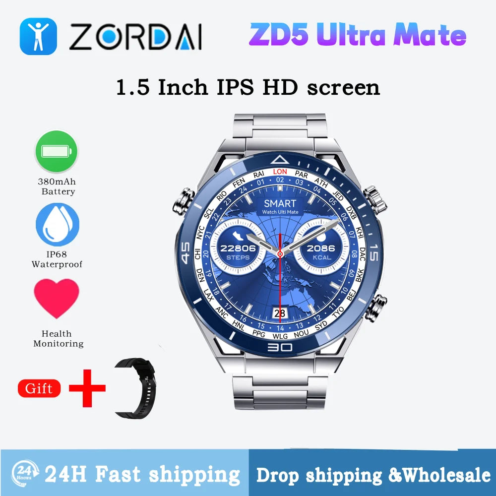 2024 Zordai NFC ECG Bluetooth Call Smartwatch GPS Tracker Motion Bracelet Fitness For Huawei Watches Ultimate Smart Watch Men