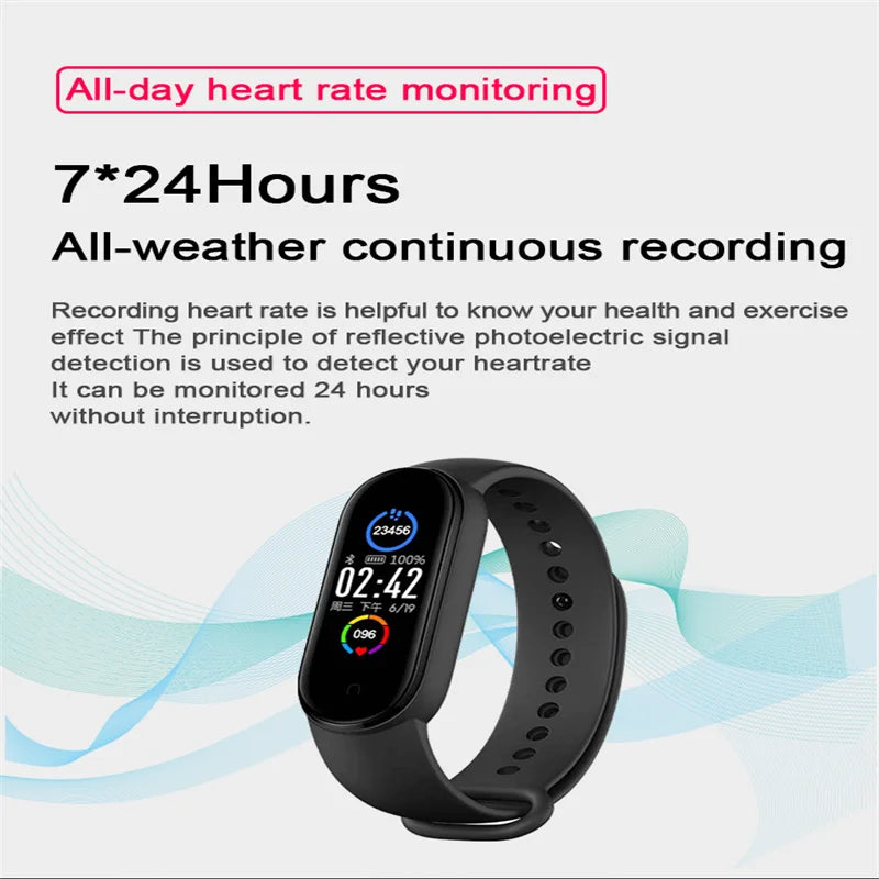 M5 Smart Bracelet Men Fitness Smart Wristband Women Sports Tracker Smartwatch Bracelet M5 Band Multifunction Color screen Band