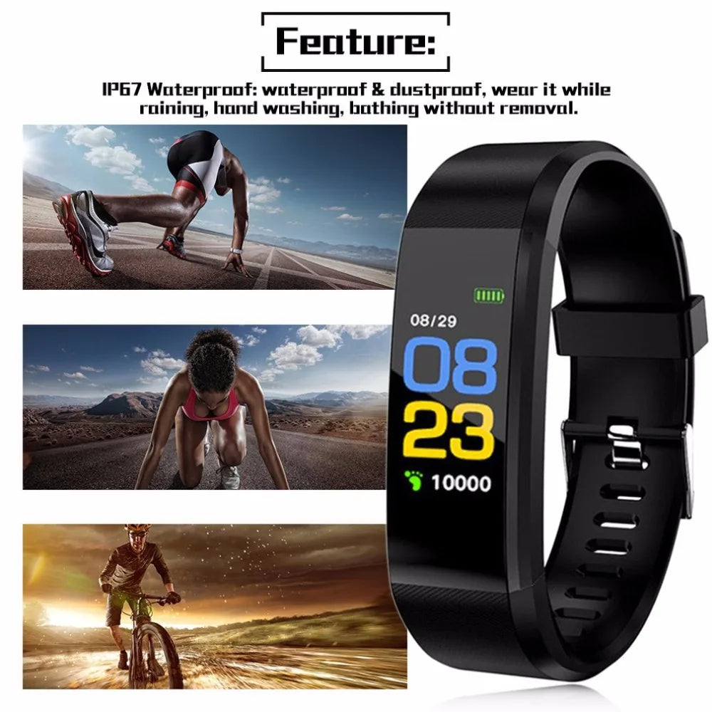 ID115 PLUS Smart Sports Bracelet Bluetooth Wristband Heart Rate Monitor Fitness Tracker Band Watch For IOS Android Phones