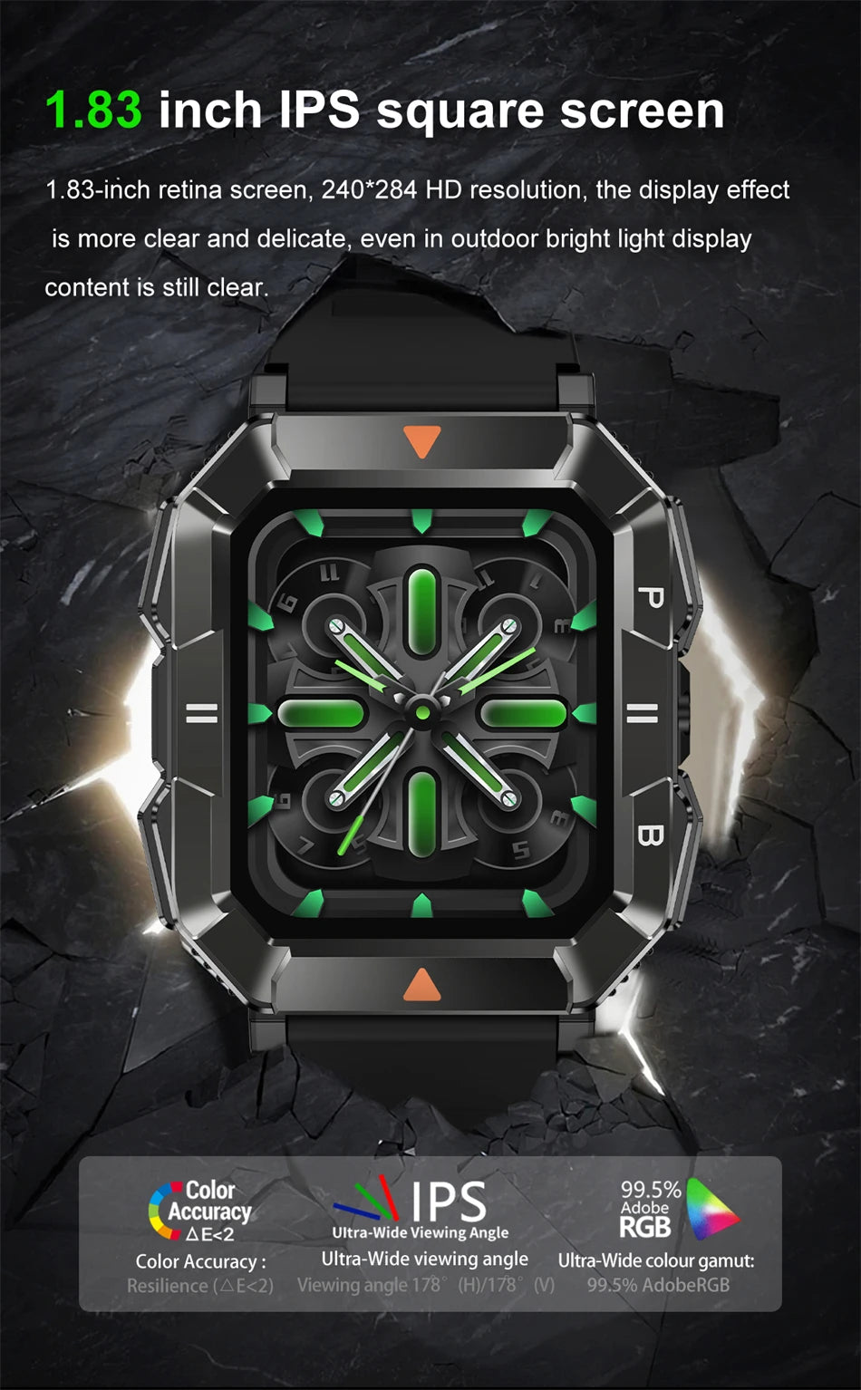 2024 New 100+ Sports Rugged Military Smart Watch Men 1.83'' AI Voice Bluetooth Call Smartwatch IP68 Waterproof Ftiness Watches