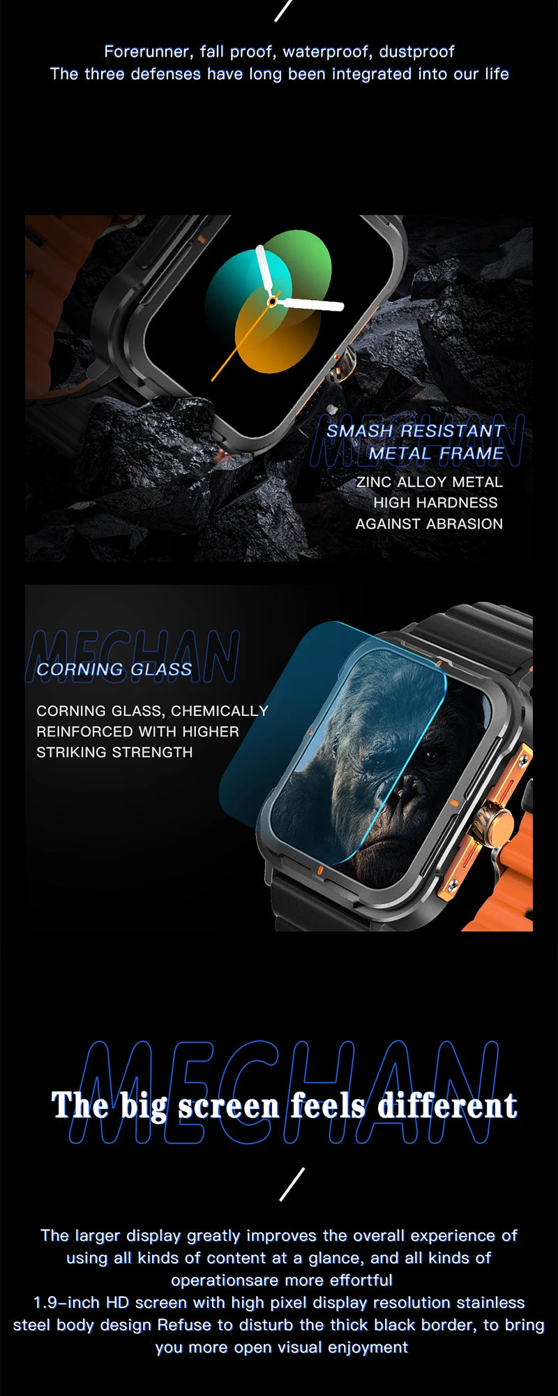 2024 New Smart Watch Men Full Touch Screen Outdoor Sport Fitness Watch IP68 Waterproof Bluetooth For Android Smartwatch D09