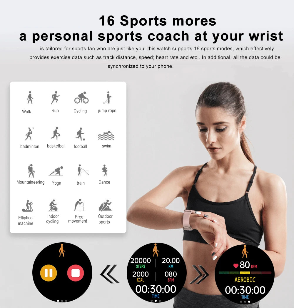 Timethinker Bluetooth Smart Watch 2024 Men 1.3 inch HD Screen Waterproof Women Smartwatch Sport  Health Monitor for Android IOS