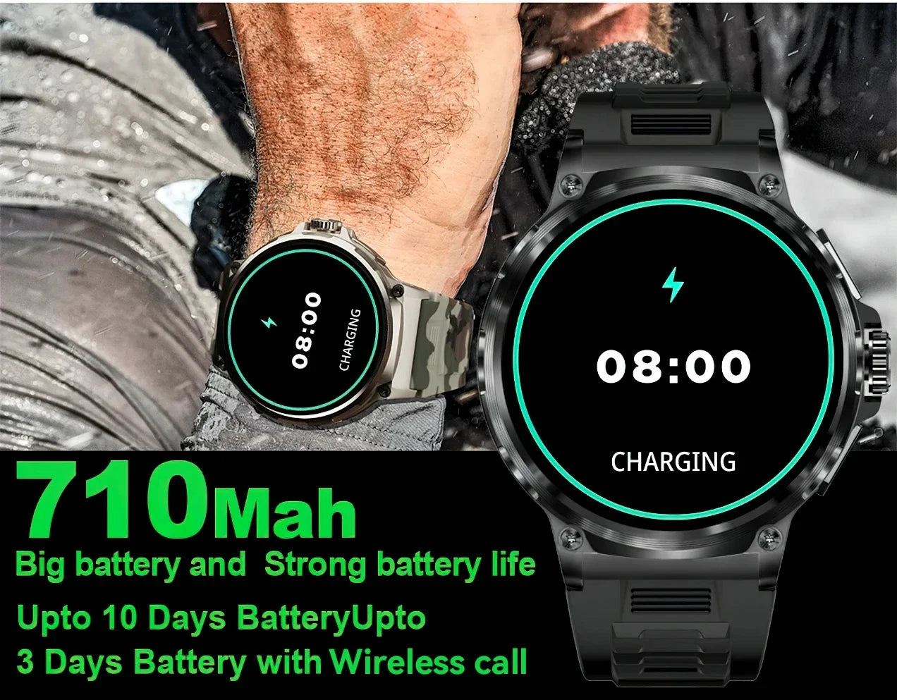 2024 New 1.85 Inch Ultra HD AMOLED Screen 710mAh Large Battery smartwatch Men Sport Tracker Bluetooth Call Watch for Android IOS