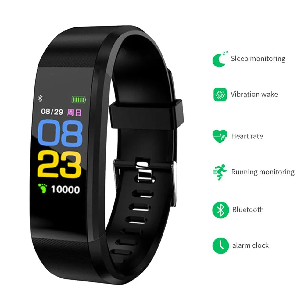 115Plus Health Bracelet Fitness Band Heart Rate Blood Pressure Smart Band Fitness Tracker Smartband Wristband for Men Women Kids