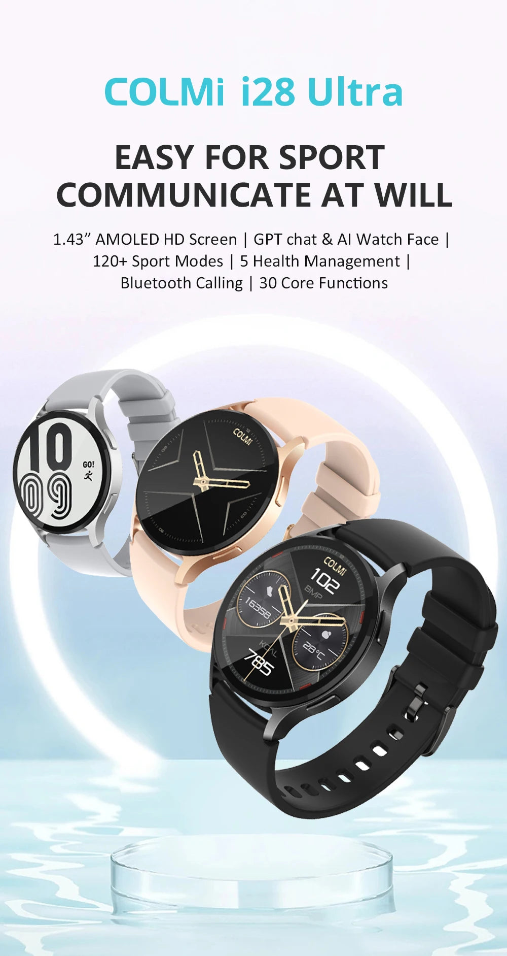 COLMI i28 Ultra AI Smartwatch AMOLED Display, Built-in AI Da-GPT, Muslim Prayer, Bluetooth Call Watch, Smartwatch For Men Women