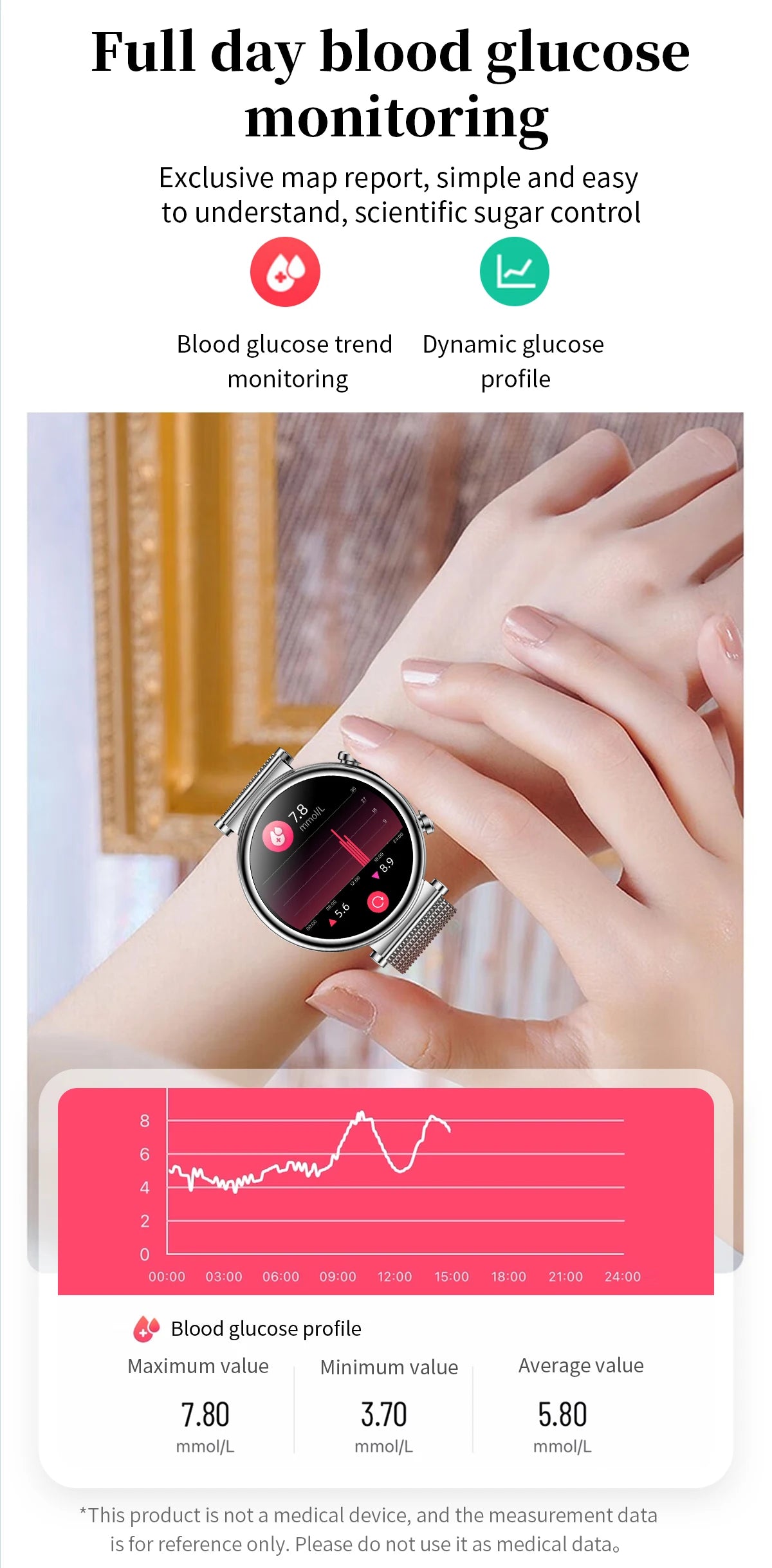 2024 Fashion Smart Watch for Women Lady Health Monitoring 1.27inch Screen IP68 Waterproof BT Calling Diamond Fashion Smartwatch