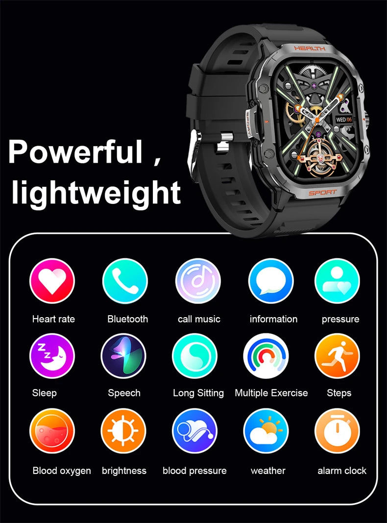 2.01 Inch AMOLED HD Screen Smartwatch Men Sports Fitness Health Monitoring IP68 Waterproof Bluetooth Call Smart Watch 2024 New