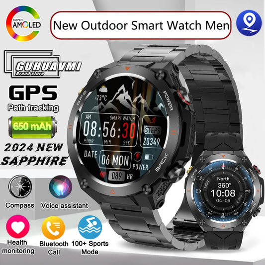 2024 For Android Huawei GPS Smart Watch Men IP68 Waterproof Fitness Tracker 650 mAh Battery Heart Rate Bluetooth Call Smartwatch