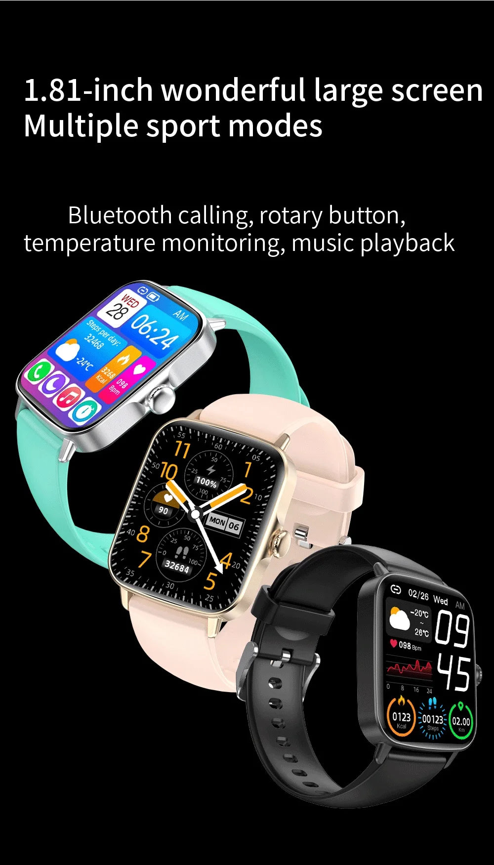 2024 Smart Watch Bluetooth Answer Call Play Music Fitness Clock Sports Waterproof Watches for Women Men for IPhone Xiaomi Huawei