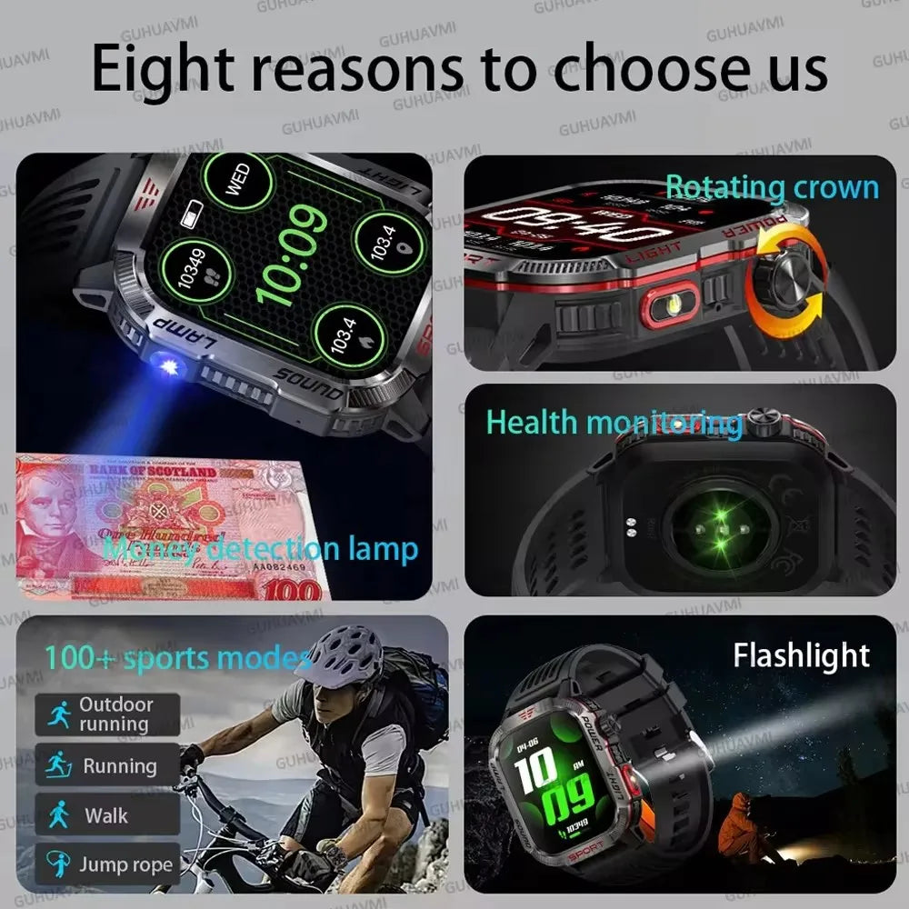 2024 New Rugged Military GPS Smart Watch Men AMOLED HD Screen Heart Rate Bluetooth Call Waterproof Outdoor SmartWatch For Xia