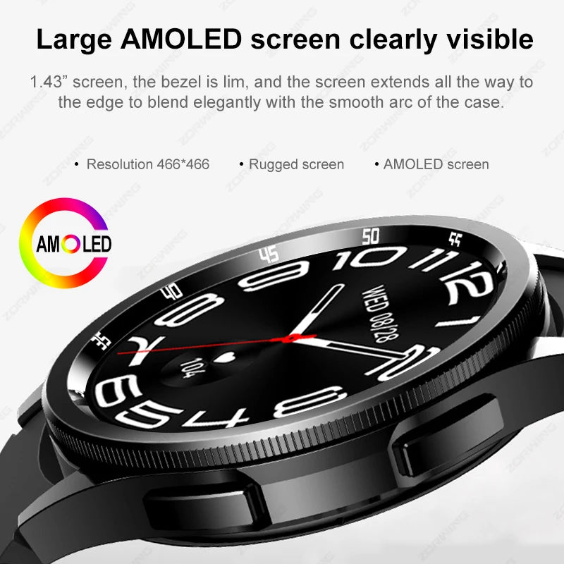 JS Watch 6 Max Classic AMOLED Smart Watch Men Rotating Bezel Compass Bluetooth Calls Heart Rate Blood Pressure Smartwatch 2024