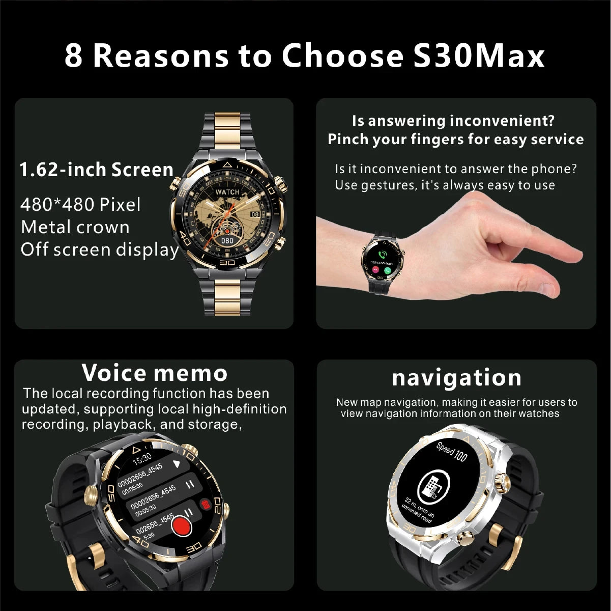 2024 New Men Smartwatch Bluetooth Call 1.62-inch HD Screen Smart Watch Men Outdoor Sports Bracelet Suitable For Huawei Xiaomi