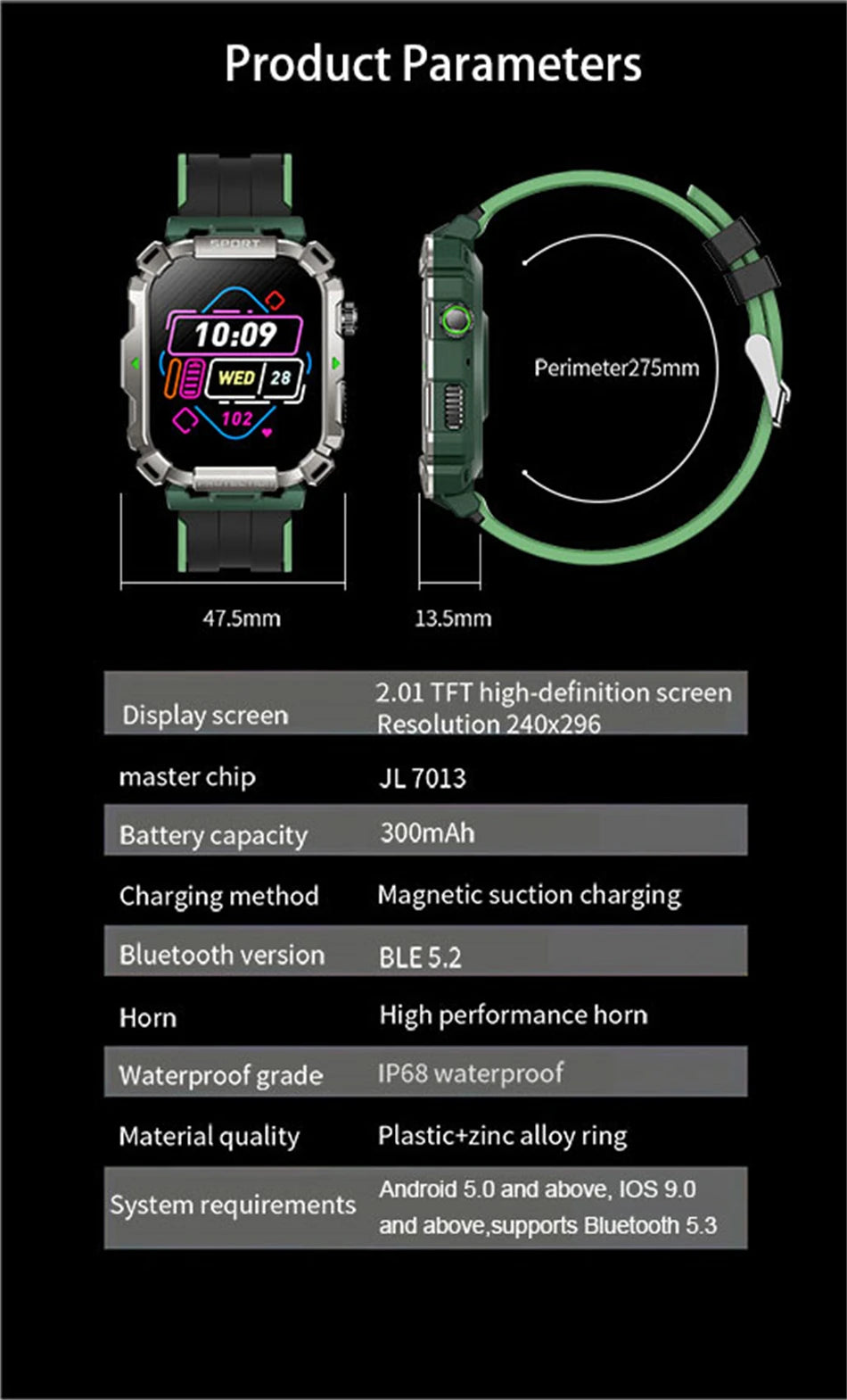 2.01 Inch HD Screen Smartwatch Men Health Monitoring Sports Fitness Tracker IP68 Waterproof Smart Watch 2024 New For Android IOS