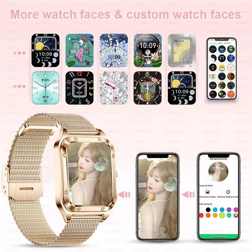 2024 True AMOLED Smart Watch Ladies Screen 1.57-inch HD Health Tracker Voice Bluetooth Call Smartwatches Women For Huawei Xiaomi