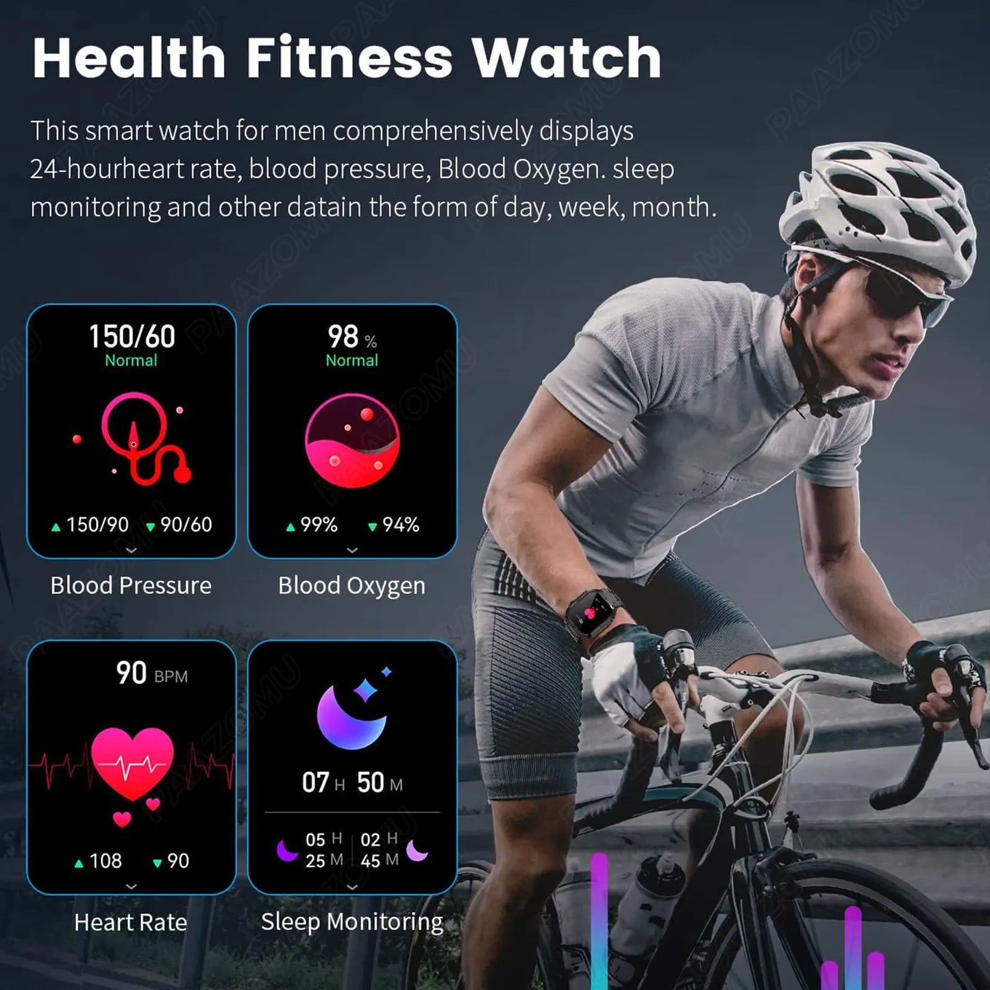 2024 New outdoor smartwatch for men BT Call 2.01 inch Heart rate monitor sleep tracker watches 100+ sports mode fitness watches