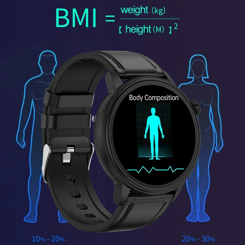 2024 New Blood Lipids Blood Glucose Smart Watch For Men ECG+HRV Fitness Tracker Bluetooth Call Clock Uric Acid Health Smartwatch