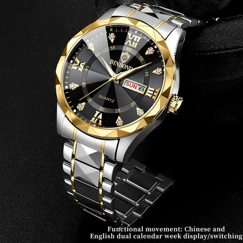 2024 Luxury Men Watch High Quality Waterproof Luminous Men's Wristwatch Date Week Man Watches Quartz Clocks durable