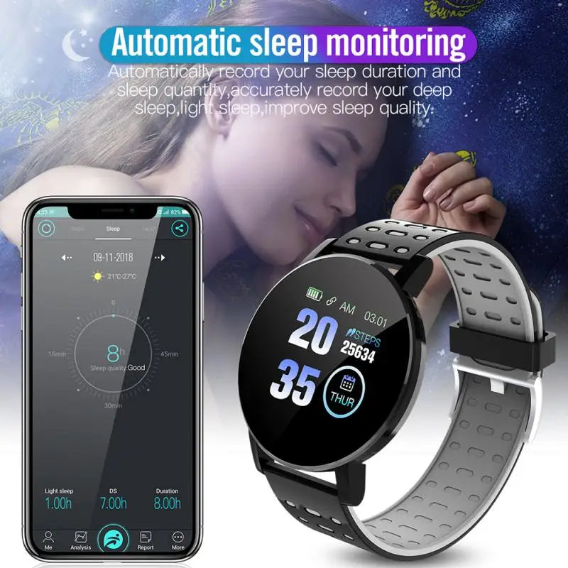 Reloj 119 Plus Smart Watch 2024 Fashion Round Bluetooth Waterproof Sports Tracker Fitness Clock For Android IOS Fit Men Women